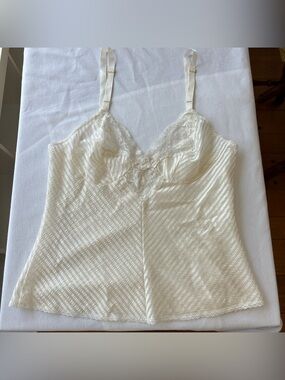 Ivory Lace Trim Satin Cami Slip - Women's Intimates
